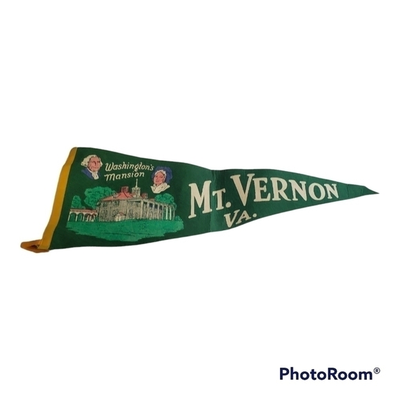 Vintage Mt. Vernon VA. Large Pennant Washington's Mansion Green Presidental - Picture 1 of 4